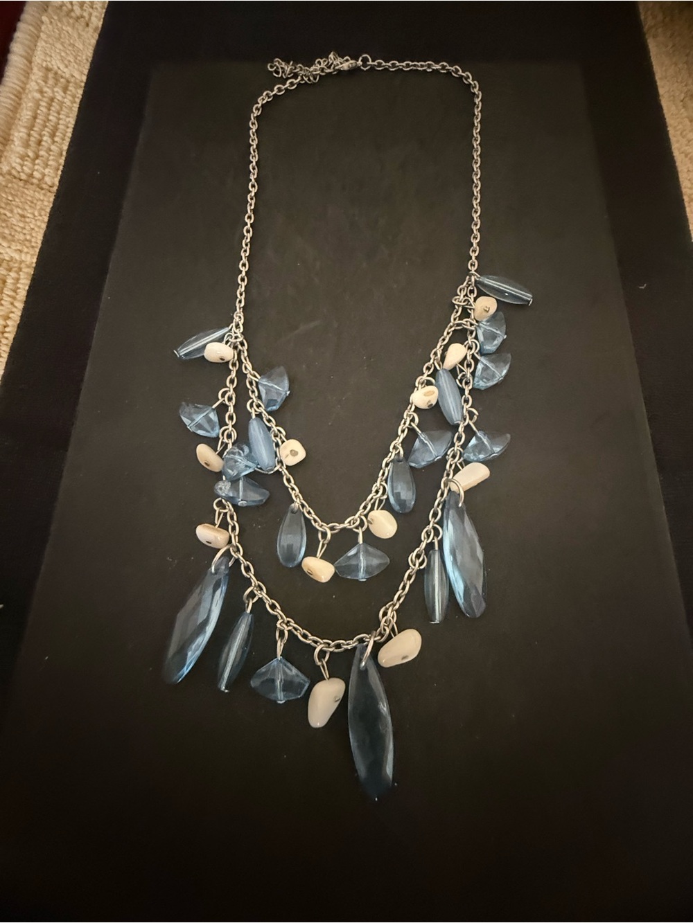Blue Beaded Layered Necklace -